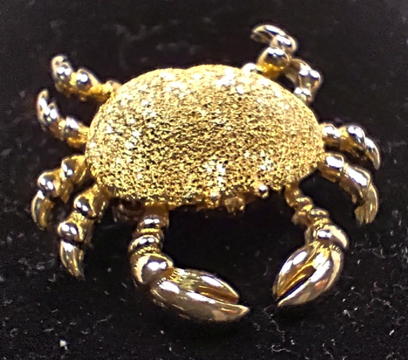 Other Jewelry - Gold Tone Figural Crab Brooch Pin Nautical Coastal Beach Textured Jewelry